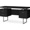 60-Inch Black & Silver Floating Desk - Modern Office & Home Workspace