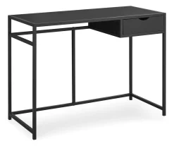 Stylish Black Metal Computer Desk - Modern Office & Home Workspace Solution