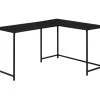 Modern Black Metal L-Shaped Corner Desk for Home & Office
