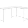 White Metal L-Shaped Corner Desk - Modern Workspace Solution