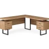 Brown Reclaimed 3-Drawer L-Shaped Corner Desk | Stylish & Functional Office Furniture