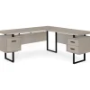 Taupe & Black 3-Drawer L-Shaped Corner Desk - Space-Saving Modern Office Furniture