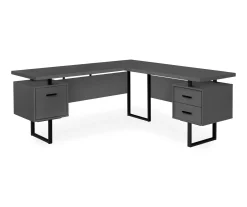 Black & Gray 3-Drawer L-Shaped Corner Desk for Home & Office