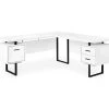 White & Black 3-Drawer L-Shaped Corner Desk | Space-Saving Home Office Furniture