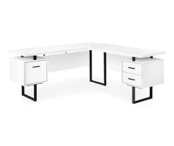 White & Black 3-Drawer L-Shaped Corner Desk | Space-Saving Home Office Furniture