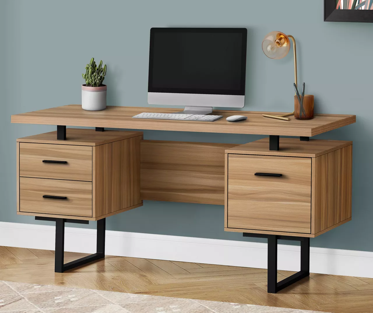 60" 3-Drawer Modern Computer Desk - Sturdy & Spacious Home Office Furniture - Image 3