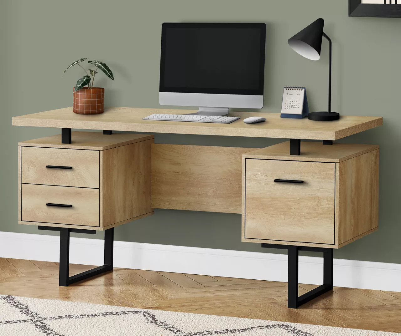 60" 3-Drawer Modern Computer Desk - Sturdy & Spacious Home Office Furniture - Image 6
