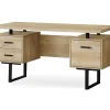 Natural Reclaimed Wood Look Reversible Computer Desk - Stylish & Functional