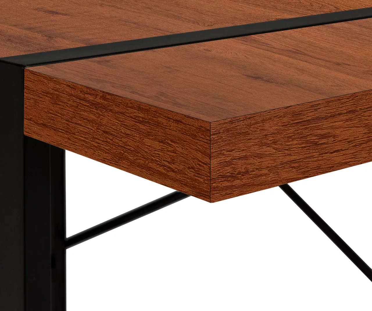 Cherry Wood Look Thick Panel Computer Desk - Stylish & Durable Home Office Desk - Image 7