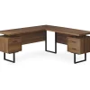 Walnut Wood Look 3-Drawer L-Shaped Corner Computer Desk - Stylish & Space-Saving