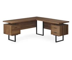 Walnut Wood Look 3-Drawer L-Shaped Corner Computer Desk - Stylish & Space-Saving