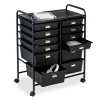 Black Metal 12-Drawer Rolling Storage Cart - Durable & Mobile Organizer