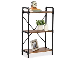 Black Industrial 3-Tier Bookshelf - Sturdy & Stylish Storage Solution