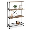 Rustic Black 4-Tier Industrial Rolling Bookshelf - Durable & Stylish Storage Solution
