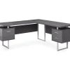 Monarch Metal 3-Drawer L-Shaped Computer Desk - Stylish & Functional Home Office Furniture