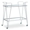 Hampton Silver 2-Shelf Rolling Steel Bar Cart - Durable Multi-Purpose Storage Cart with Wheels