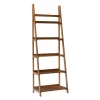 Presley Walnut 5-Shelf Ladder Bookcase - Stylish & Functional Storage Solution