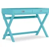 Cami Blue X-Base Campaign Style Writing Desk - Modern Home Office Furniture