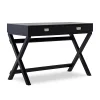 Cami Black X-Base Campaign Style Writing Desk - Modern Home Office Furniture