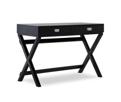 Cami Black X-Base Campaign Style Writing Desk - Modern Home Office Furniture