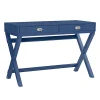 Kari Navy Blue 2-Drawer Campaign Desk - Stylish & Functional Office Furniture