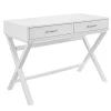 Kari White 2-Drawer Campaign Desk - Stylish & Functional Office Furniture