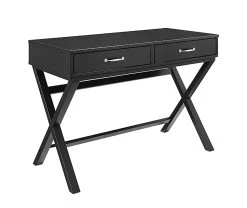 Kari Black 2-Drawer Campaign Desk - Modern Office Furniture