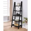 Boston Black Wood 5-Shelf Ladder Bookcase - Stylish & Functional Storage Solution
