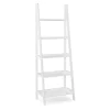 Boston White Wood 5-Shelf Ladder Bookcase - Stylish & Functional Storage Solution