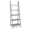 Boston Gray 5-Shelf Wooden Ladder Bookcase - Stylish Storage for Books & Décor