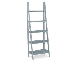 Boston Gray 5-Shelf Wooden Ladder Bookcase - Stylish Storage for Books & Décor