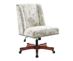 Austin Brown Linen Cow Print Office Chair - Stylish & Comfortable