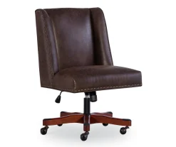 Austin Dark Walnut Upholstered Office Chair - Ergonomic Executive Desk Chair