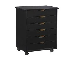 Craft Mate Wide Black 6-Drawer Rolling Storage Cart - Organize Your Space Efficiently