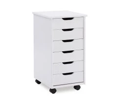 Craft Mate White Wood 6-Drawer Rolling Storage Cart - Portable Organizer for Home, Office, or Studio