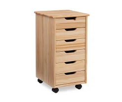 Craft Mate Natural Wood 6-Drawer Rolling Storage Cart – Durable & Stylish Organizer for Home or Office