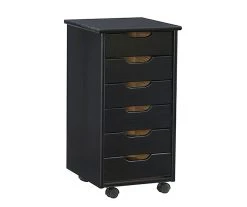 Craft Mate Black Wood 6-Drawer Rolling Storage Cart | Portable & Stylish Organizer