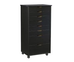 Craft Mate Black Wood 8-Drawer Rolling Storage Cart – Durable & Portable Organizer