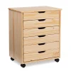 Craft Mate Wide Natural 6-Drawer Rolling Storage Cart - Portable Organizer for Home & Office