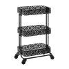 Mabry Black 3-Tier Pierced Floral Rolling Cart - Stylish Storage Solution