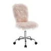 Comfort Home Blush Pink Faux Fur Swivel Chair - Ergonomic Office Chair with Soft Cushioning