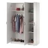 Ivory Oak 3-Door Storage Wardrobe, Spacious Cabinet for Home Organization