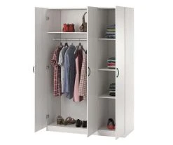 Ivory Oak 3-Door Storage Wardrobe, Spacious Cabinet for Home Organization
