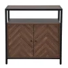 Walnut Chevron 2-Door Storage Cabinet - Stylish & Functional Home Storage Solution
