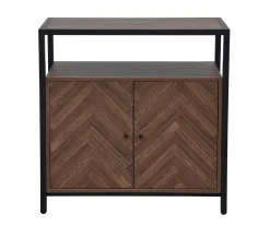 Walnut Chevron 2-Door Storage Cabinet - Stylish & Functional Home Storage Solution