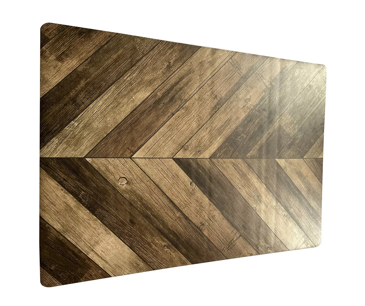 Brown Chevron Wood Print PVC Desk Mat - 34" X 47" - Stylish & Durable Office Accessory - Image 2
