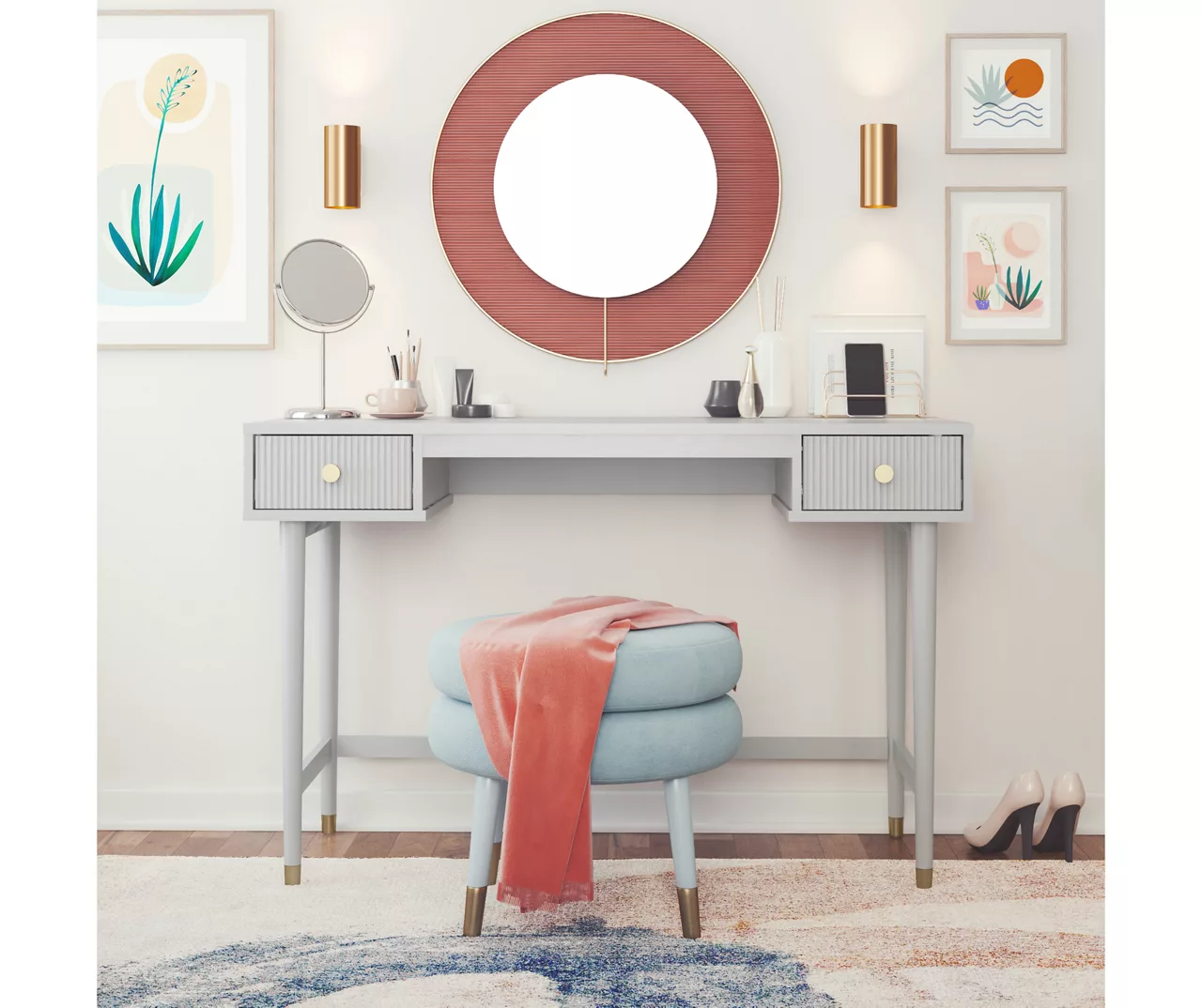 Elizabeth Dove Gray Office Desk - Modern & Stylish Workspace Solution - Image 5