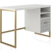 Scarlett White Pedestal Desk - Modern Office Desk with Storage