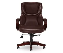 Conway Brown Big & Tall Bonded Leather Office Chair - Ergonomic Comfort for Workspaces