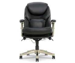 Claremont Black Bonded Leather Office Chair - Ergonomic Executive Chair with Padded Seat